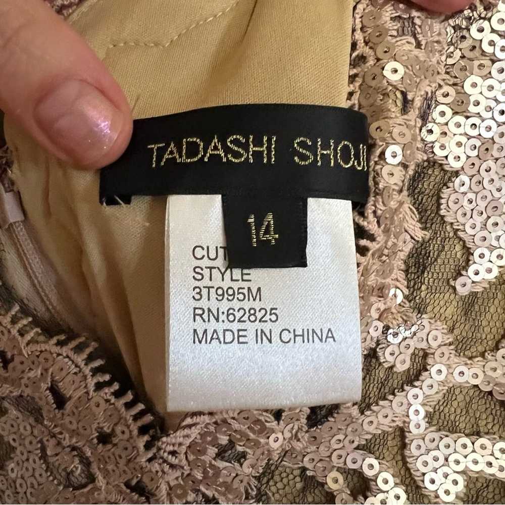 Tadashi Shoji Black gold sequins lace knee length… - image 6