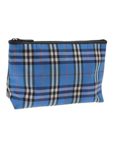 Burberry Blue Nylon Pouch with Check Print - image 1