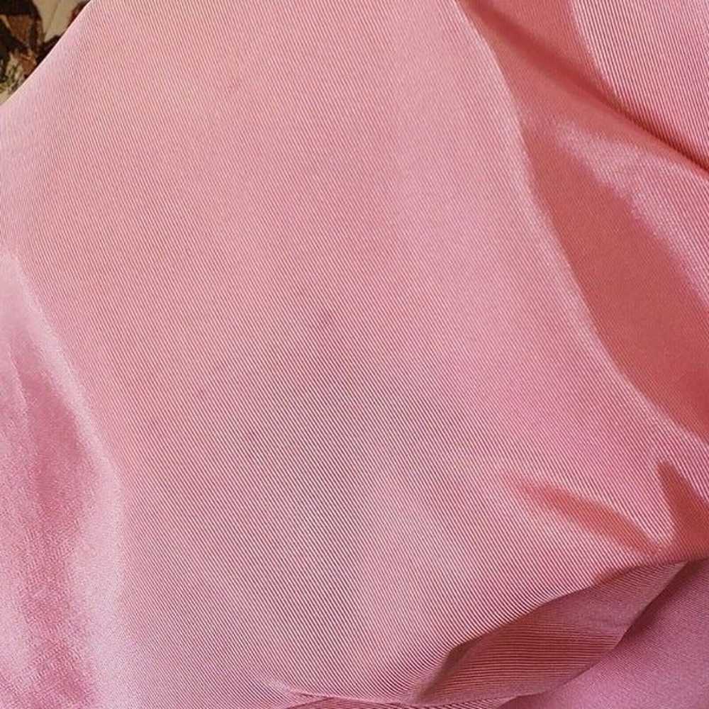 VTG 80s Pink Princess Dress Longsleeve Midi Taffe… - image 11