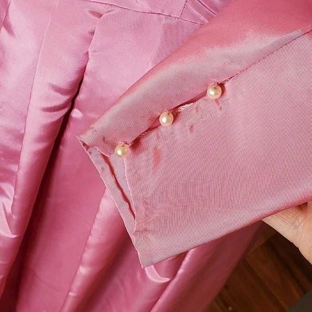 VTG 80s Pink Princess Dress Longsleeve Midi Taffe… - image 7