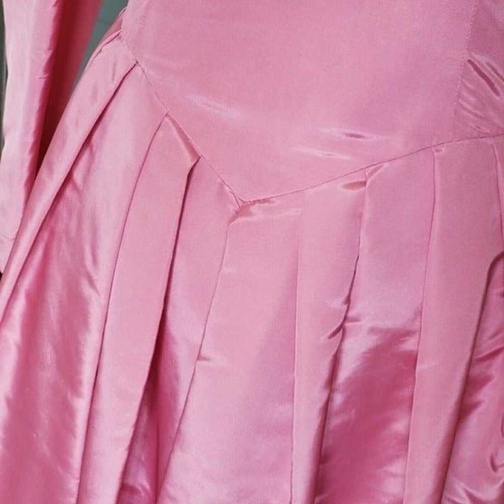 VTG 80s Pink Princess Dress Longsleeve Midi Taffe… - image 8