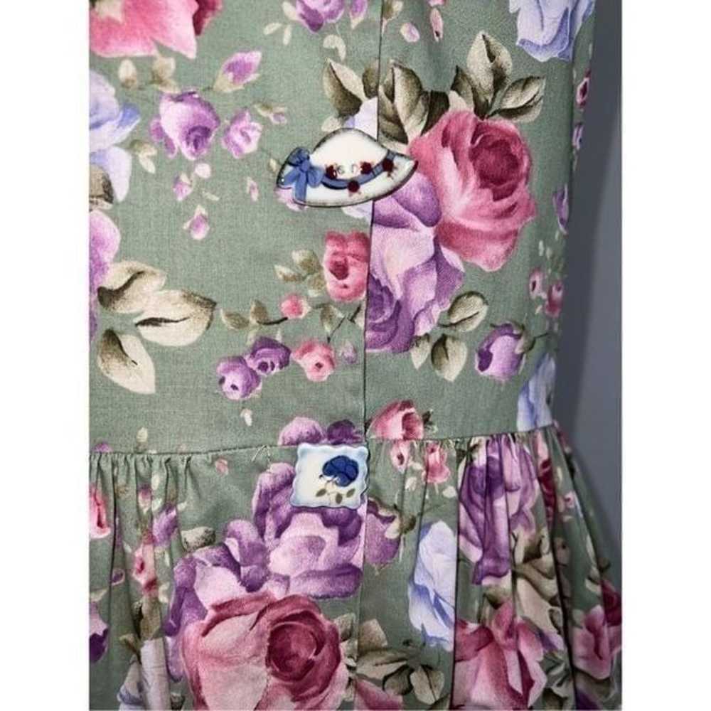 Women’s Vintage Garden Floral MIDI Dress Large We… - image 5
