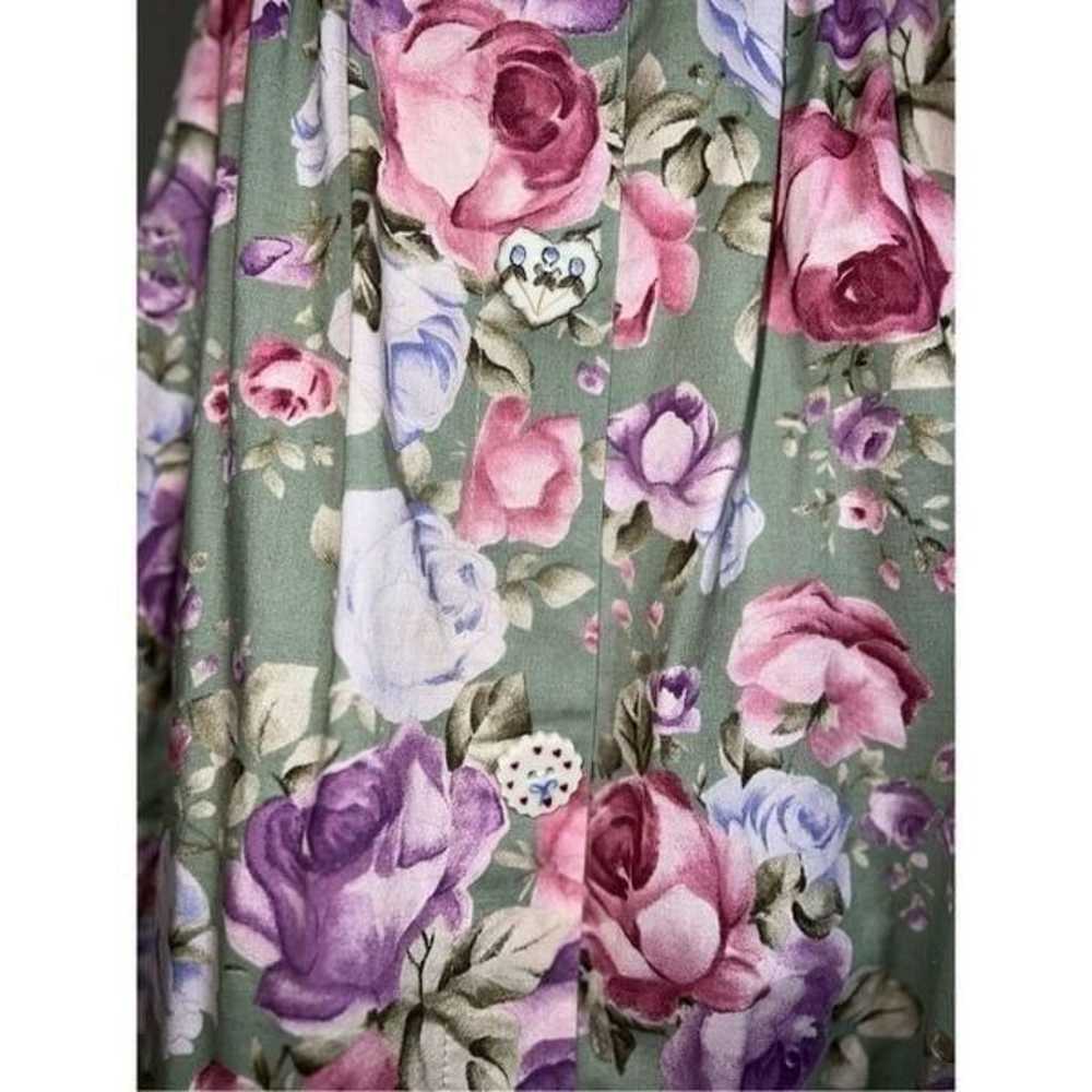 Women’s Vintage Garden Floral MIDI Dress Large We… - image 6