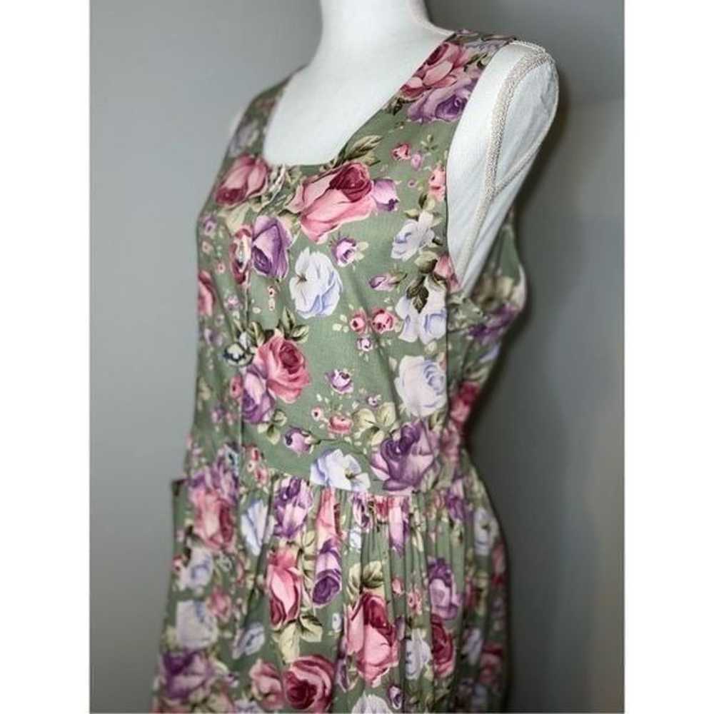Women’s Vintage Garden Floral MIDI Dress Large We… - image 9