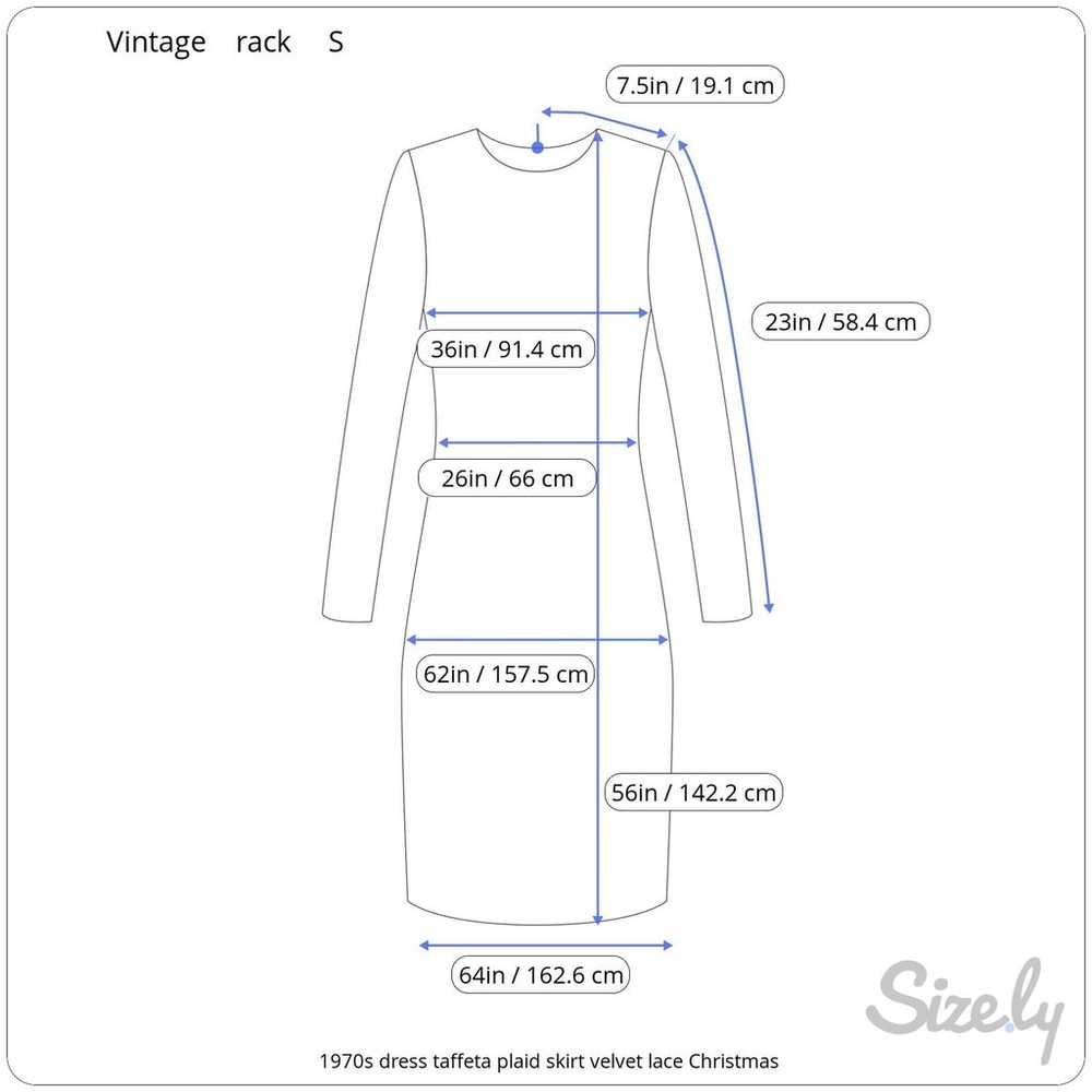 1970s dress taffeta plaid skirt velvet lace Chris… - image 3