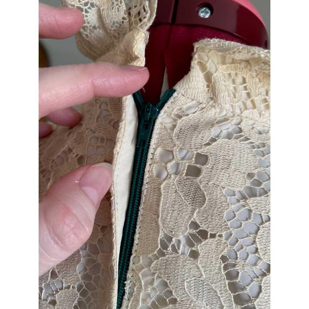 1970s dress taffeta plaid skirt velvet lace Chris… - image 8