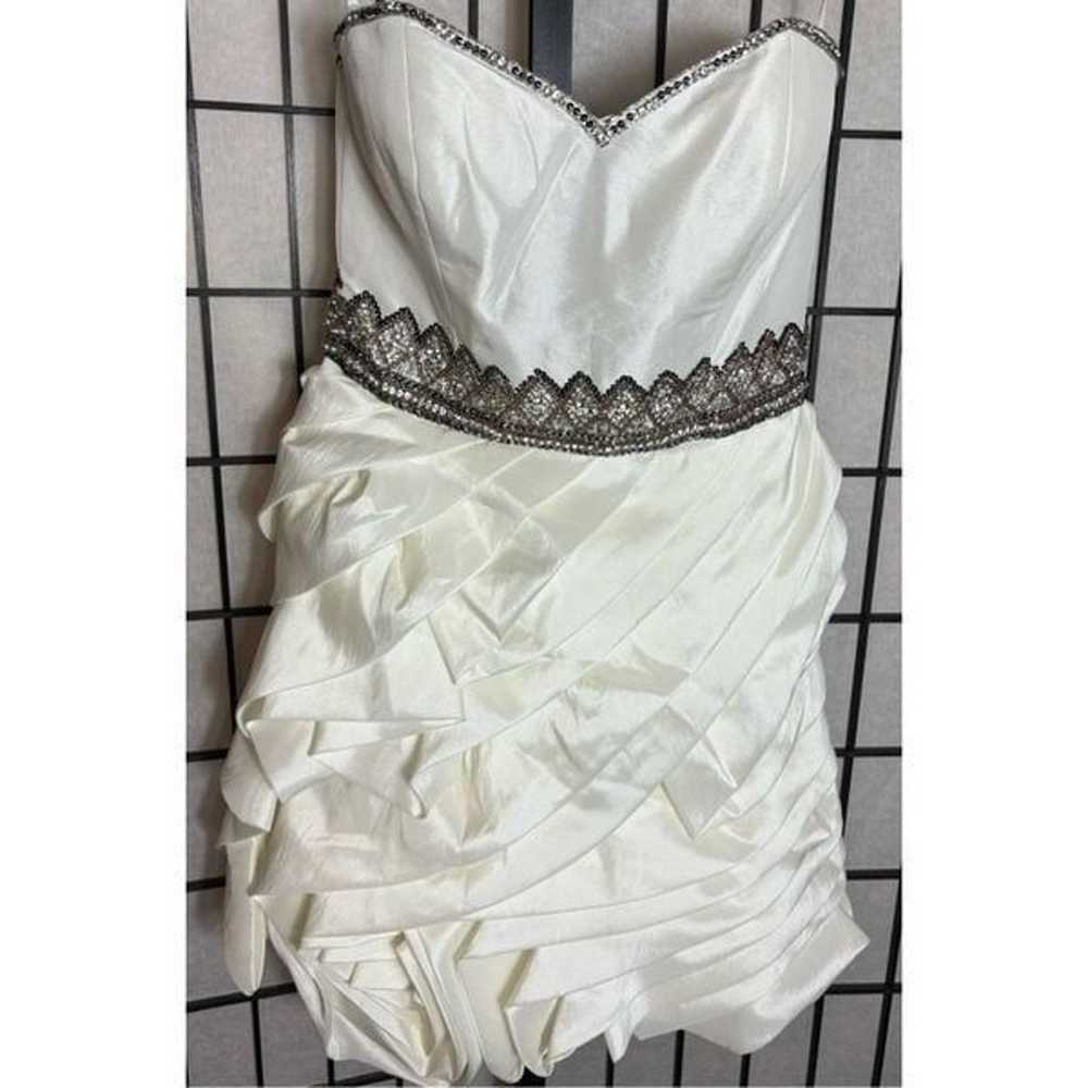 Terani Couture White Rhinestone Sequin Prom Dress - image 2