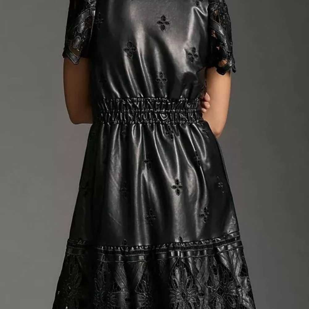 ANTHROPOLOGIE SOMERSET BLACK FAUX LEATHER LACE MA… - image 2
