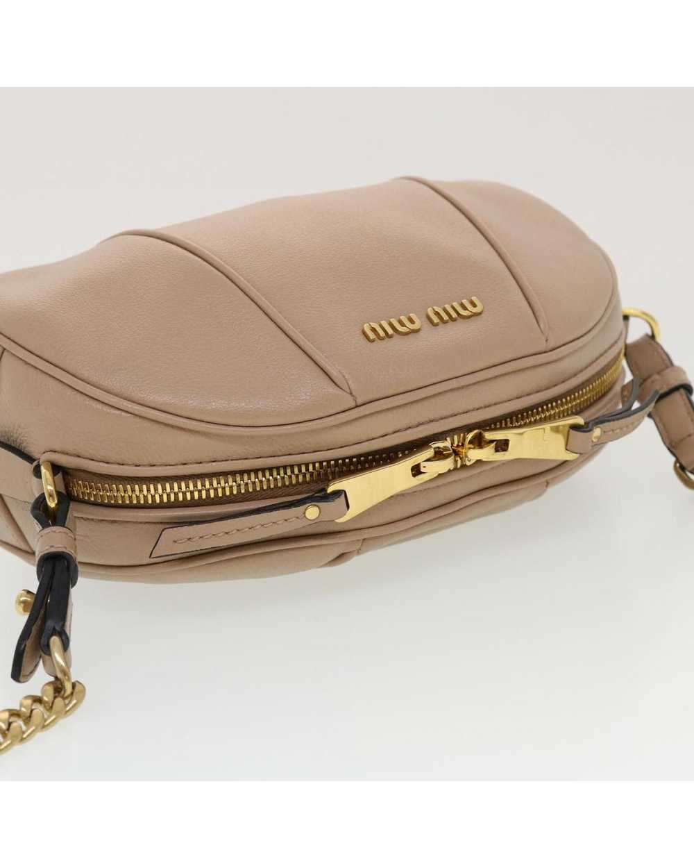 Miu Miu Chain Shoulder Bag Leather Beige Pink - image 6