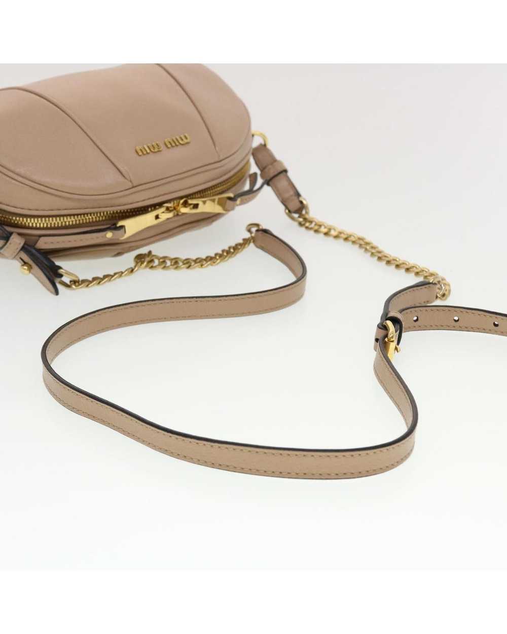 Miu Miu Chain Shoulder Bag Leather Beige Pink - image 7