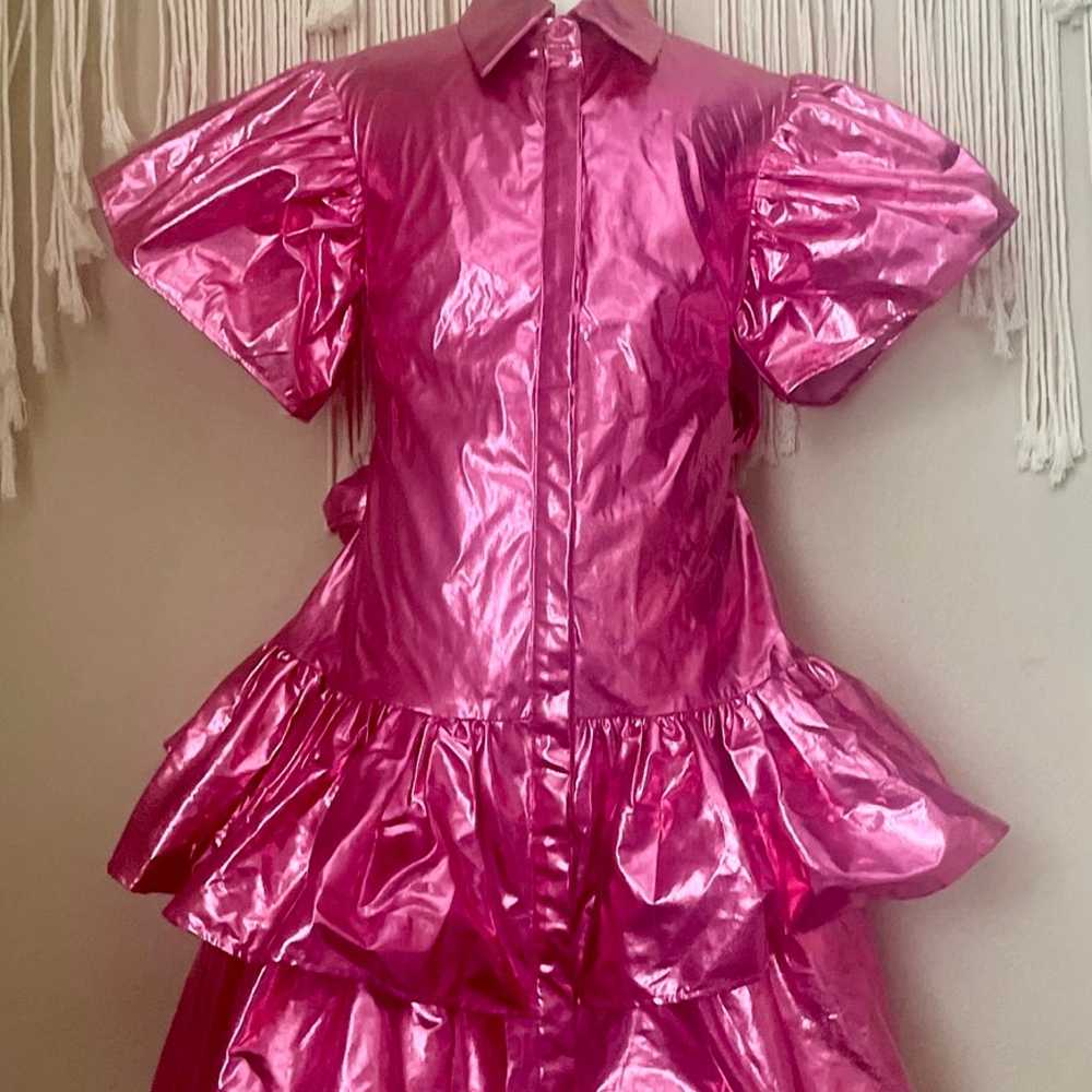 Madeleine Simon Dragon Fire Pink Metallic Dress XS - image 2