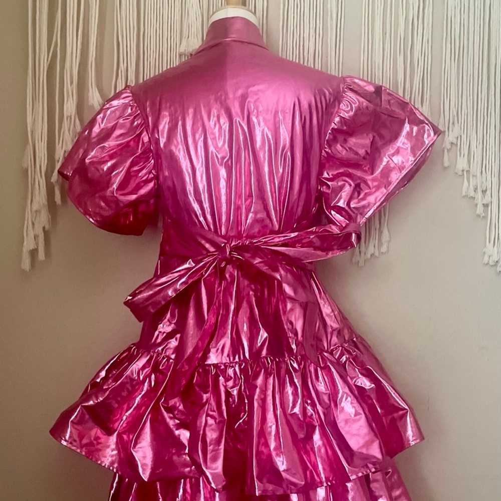 Madeleine Simon Dragon Fire Pink Metallic Dress XS - image 3
