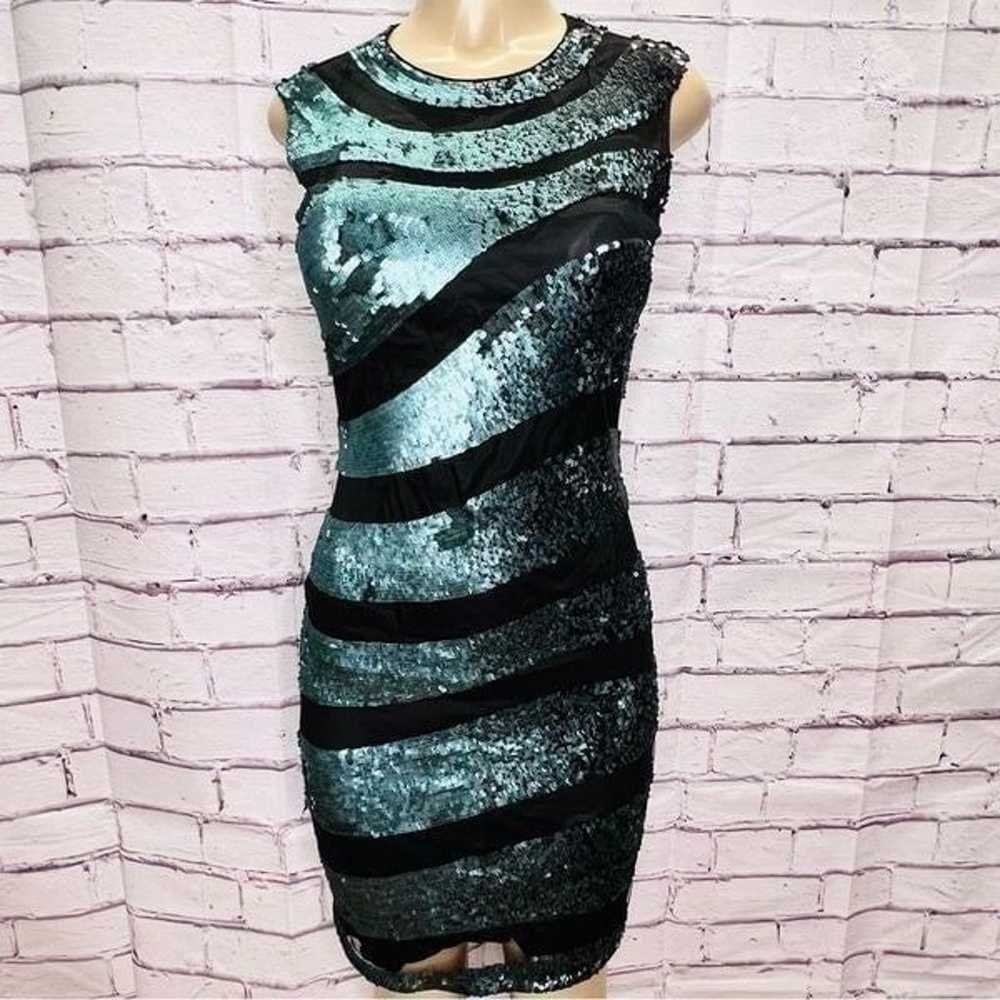 Rena Lange green and black sequin dress size 4 - image 1
