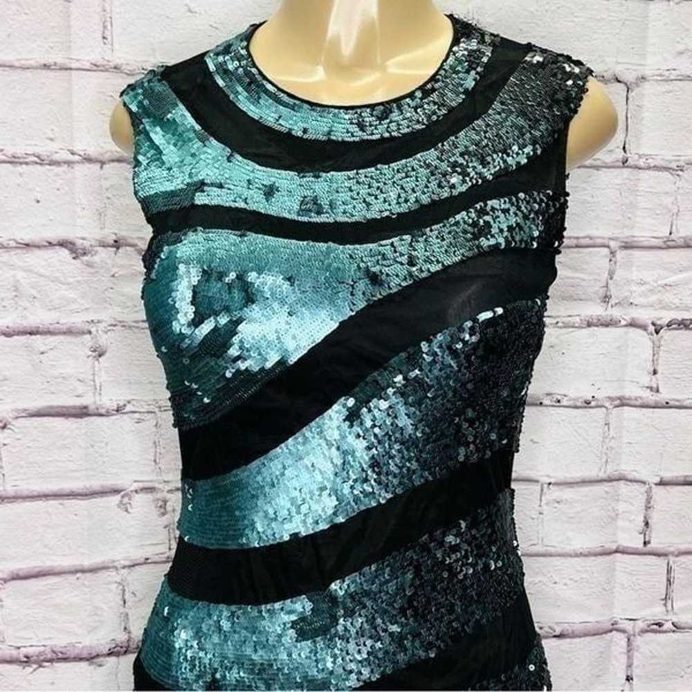 Rena Lange green and black sequin dress size 4 - image 2