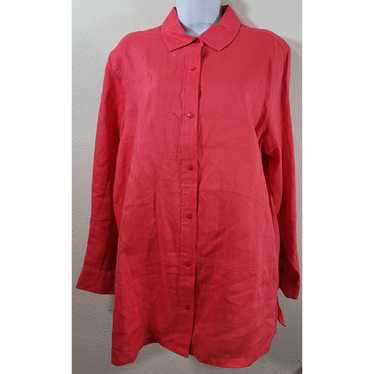 Other Westbound Orange Pink Button Up Linen Top L… - image 1