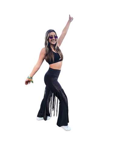 Raveival Black flare shimmery pants