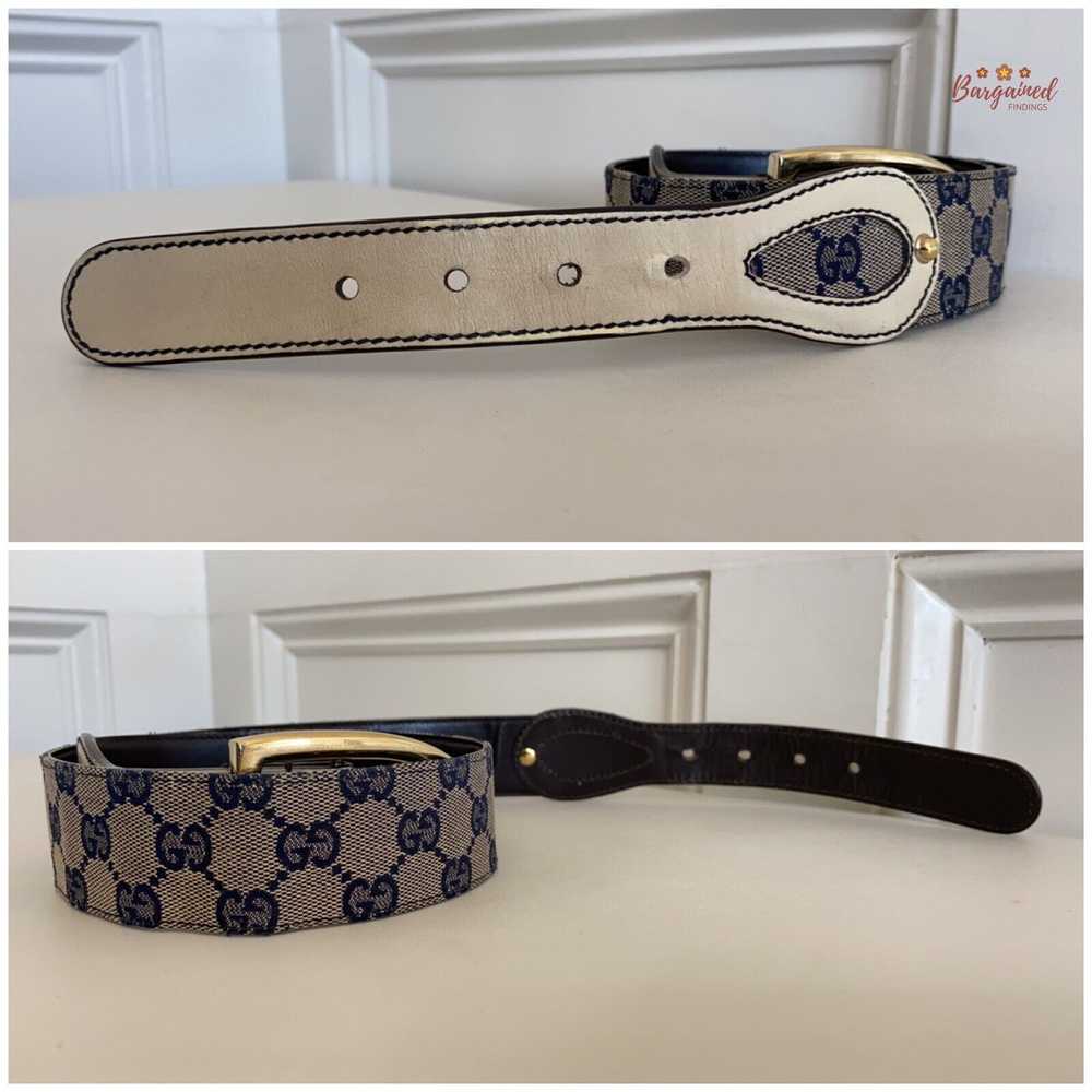 Gucci Gucci Navy GG Monogram Canvas Cream Leather… - image 2