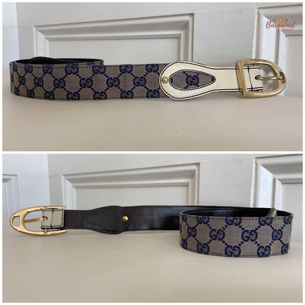 Gucci Gucci Navy GG Monogram Canvas Cream Leather… - image 3