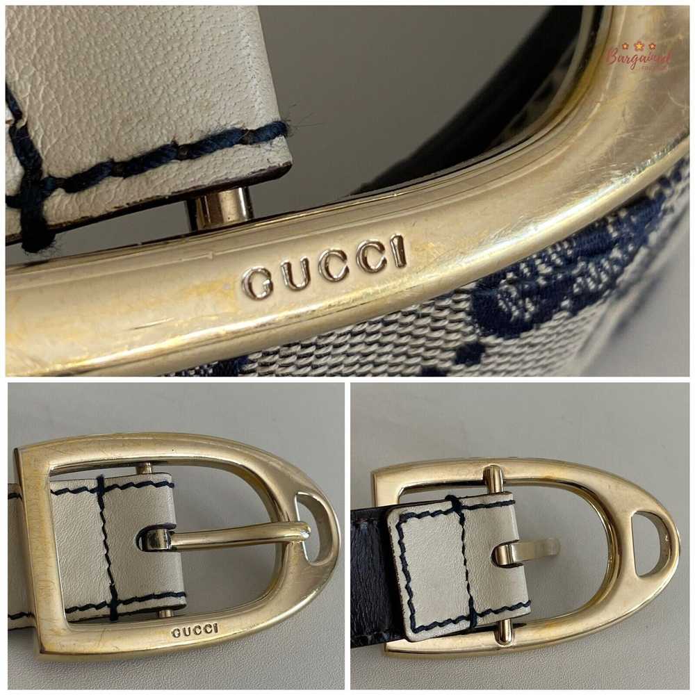 Gucci Gucci Navy GG Monogram Canvas Cream Leather… - image 9