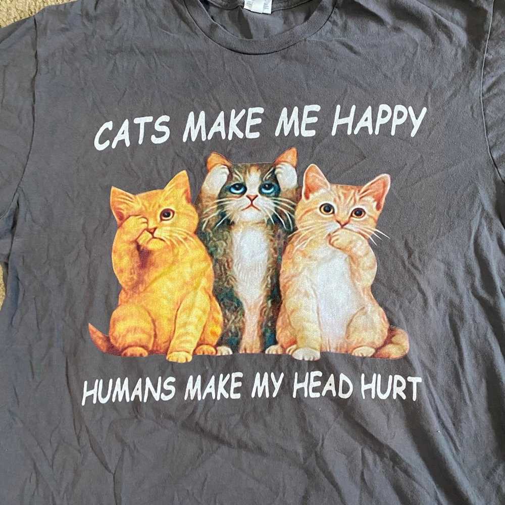 Cats make me happy funny graphic t shirt - image 2