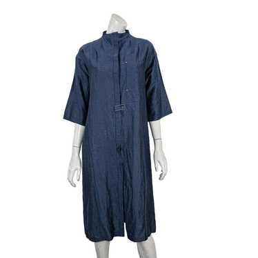 Lunya Lunya Mock Neck button Tunic Dress Navy Line