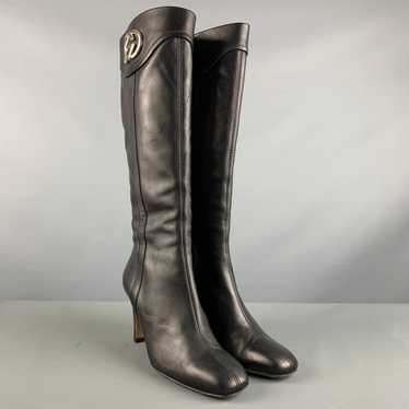 Gucci Black Gold Leather Side Zipper Boots