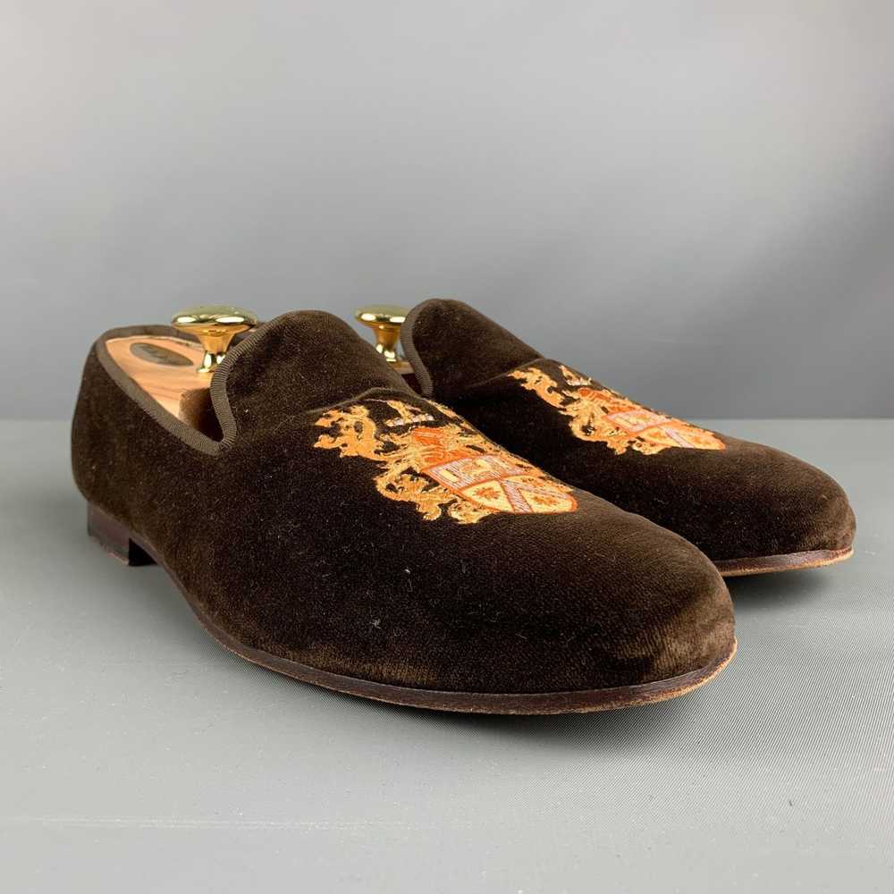 Stubbs & Wootton Brown Velvet Slip On Loafers - image 1