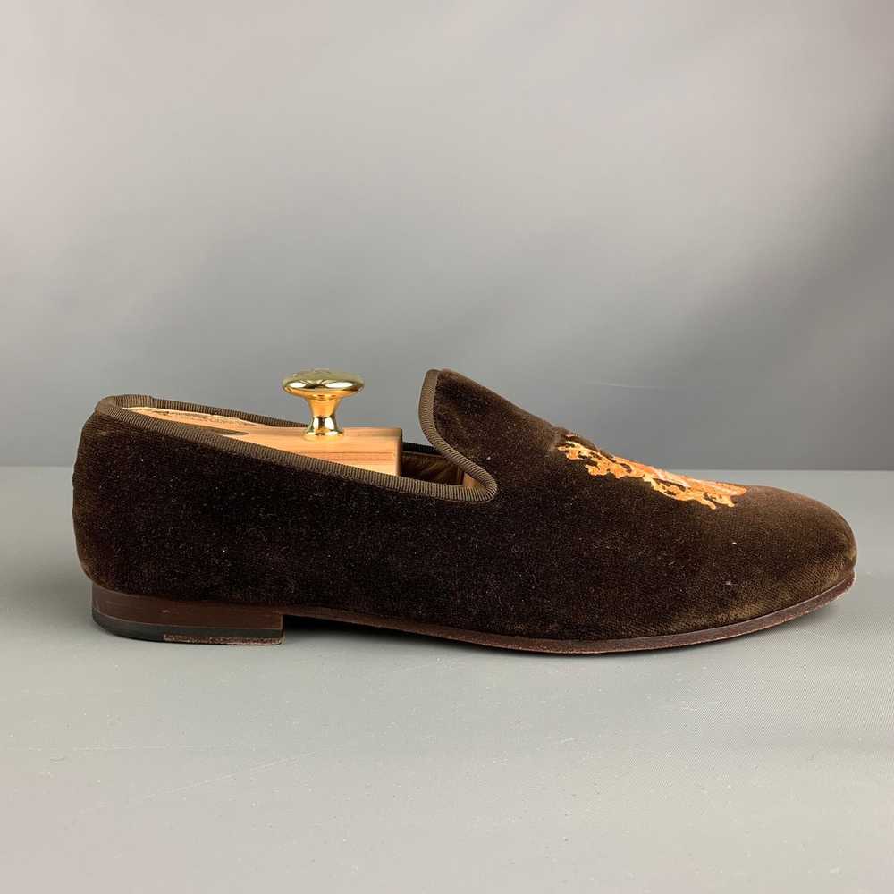 Stubbs & Wootton Brown Velvet Slip On Loafers - image 2