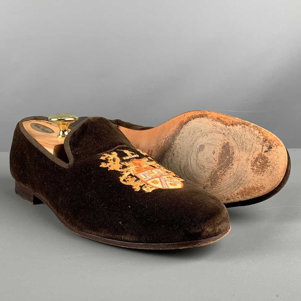 Stubbs & Wootton Brown Velvet Slip On Loafers - image 5