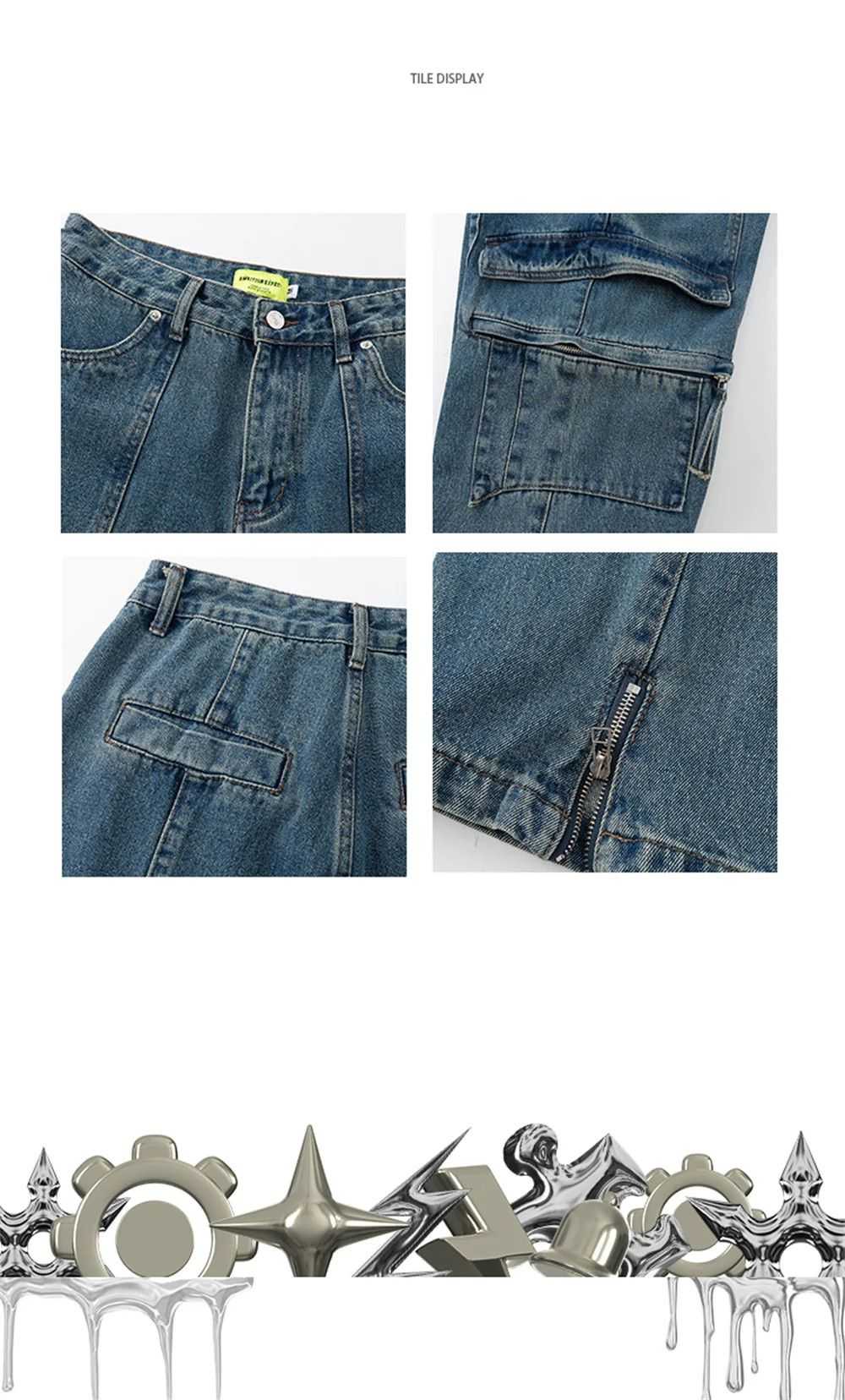 Japanese Brand × Jean × Streetwear Cargo Jeans Me… - image 10