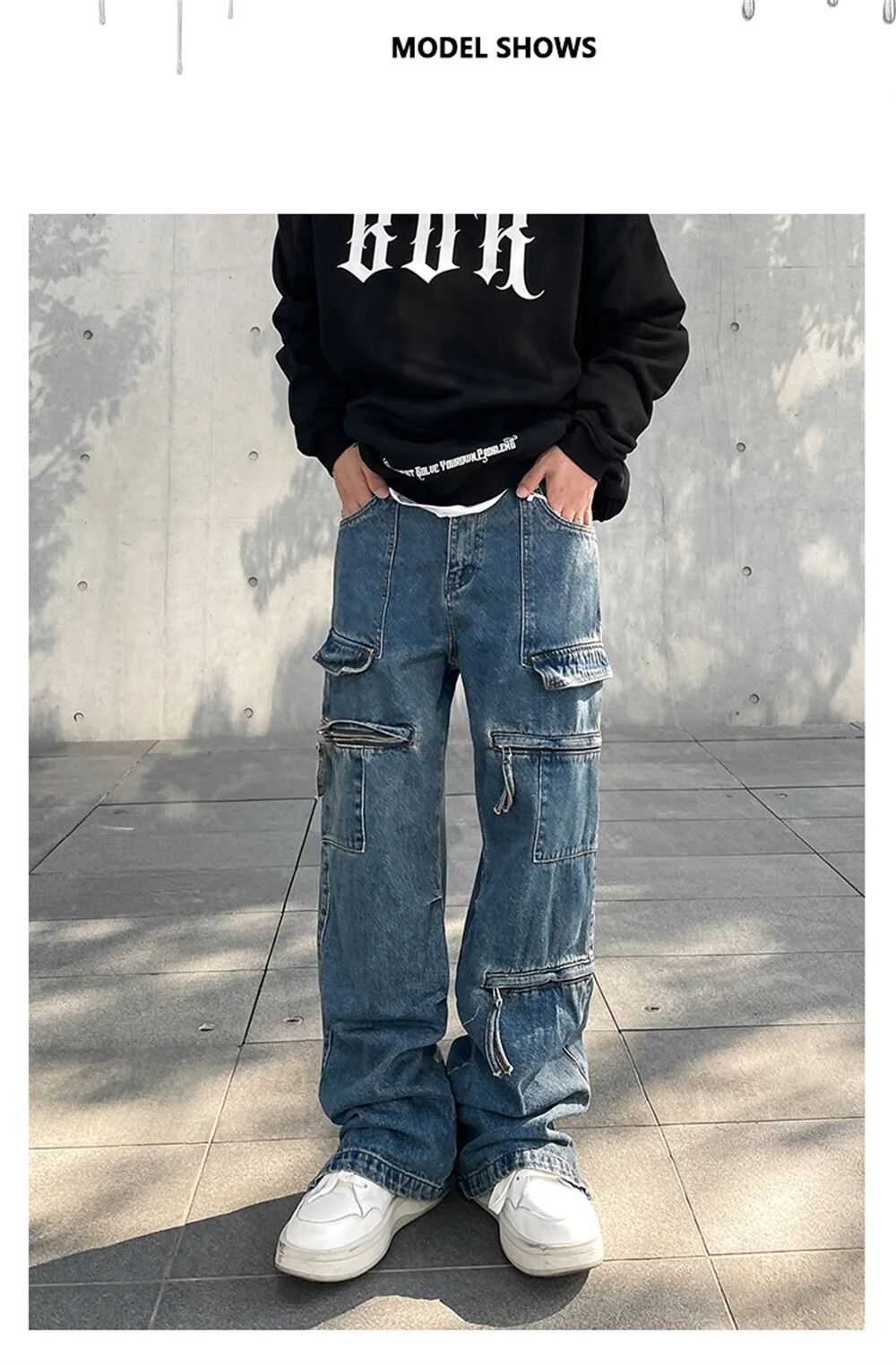Japanese Brand × Jean × Streetwear Cargo Jeans Me… - image 3