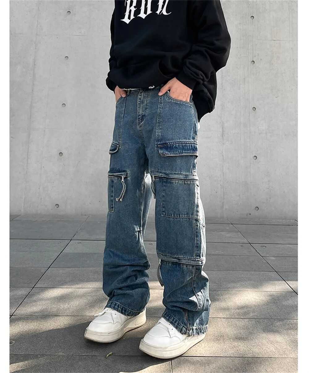 Japanese Brand × Jean × Streetwear Cargo Jeans Me… - image 4