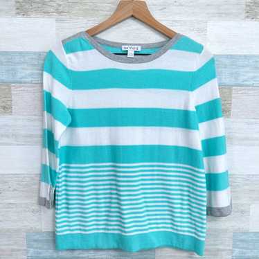 Other Belford Pima Cotton Stripe Knit Top Blue Wh… - image 1