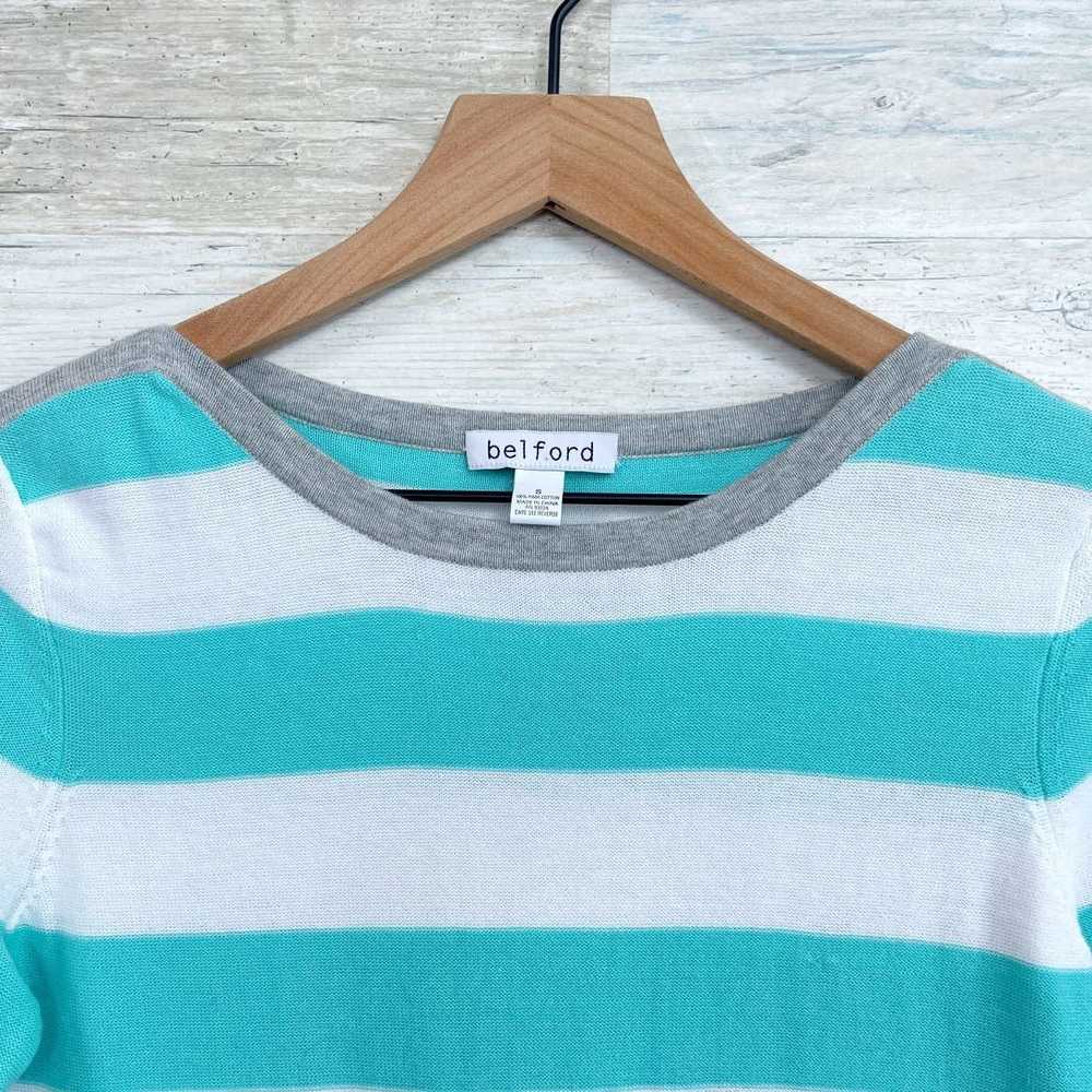 Other Belford Pima Cotton Stripe Knit Top Blue Wh… - image 2