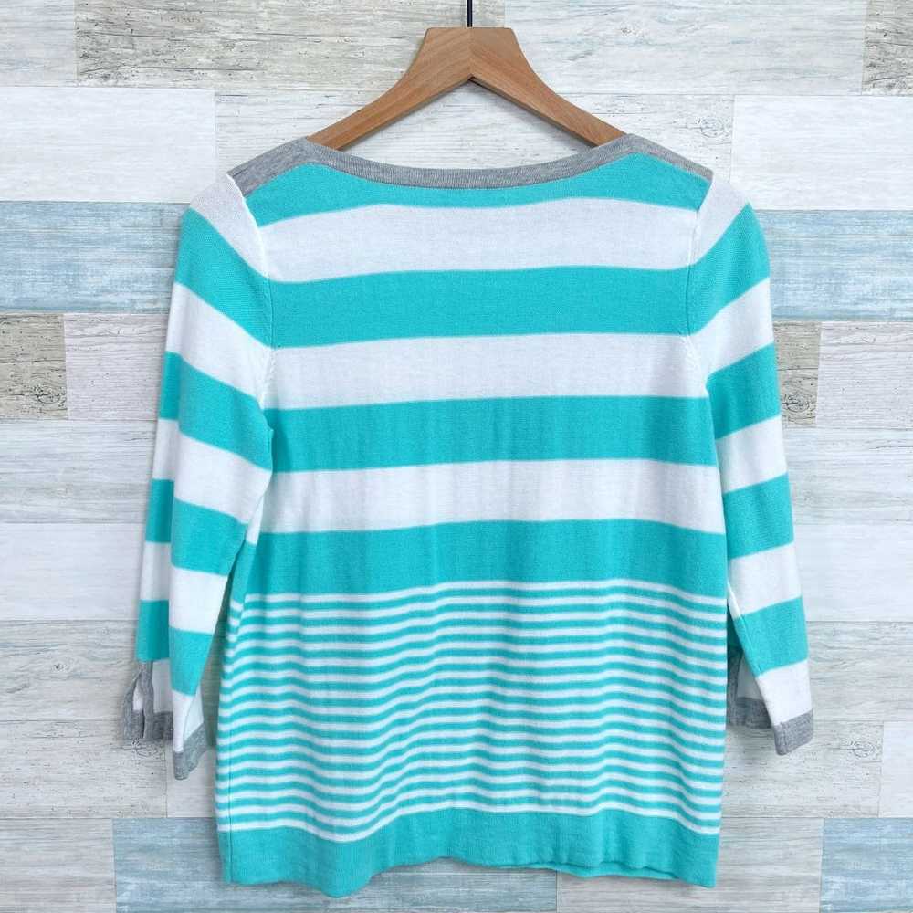Other Belford Pima Cotton Stripe Knit Top Blue Wh… - image 4