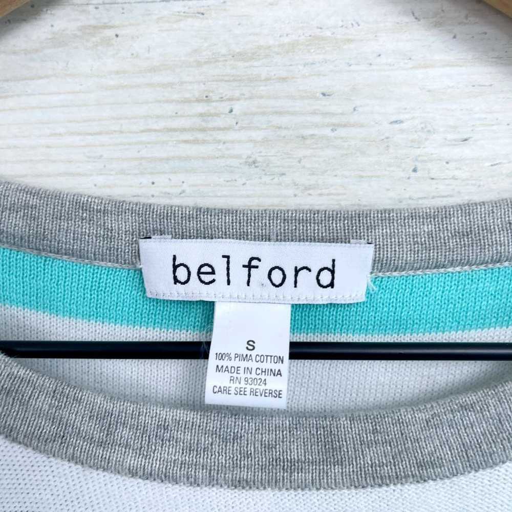 Other Belford Pima Cotton Stripe Knit Top Blue Wh… - image 6
