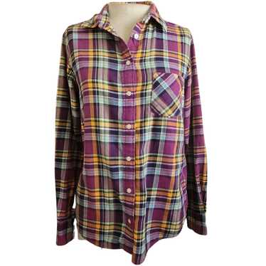 Uniqlo Purple Plaid Button Up Flannel Shirt Size … - image 1