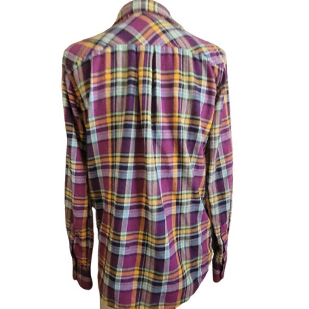 Uniqlo Purple Plaid Button Up Flannel Shirt Size … - image 3