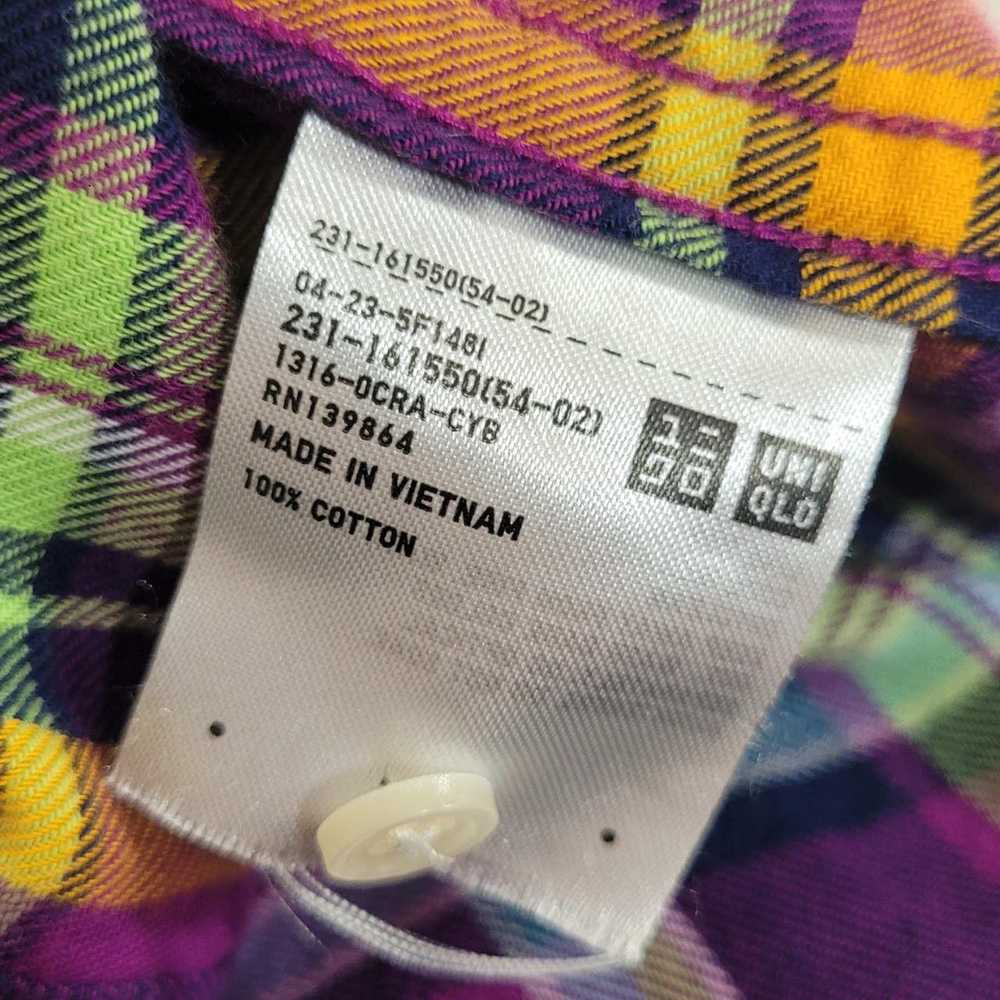 Uniqlo Purple Plaid Button Up Flannel Shirt Size … - image 5