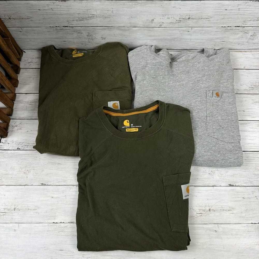 Lot of 3 Carhartt Shirt Medium Relaxed fit Short … - image 1