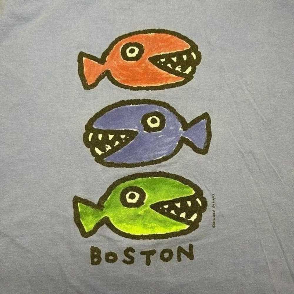 Vtg 90s Big Hed Designs Cartoon Fish Boston Singl… - image 3