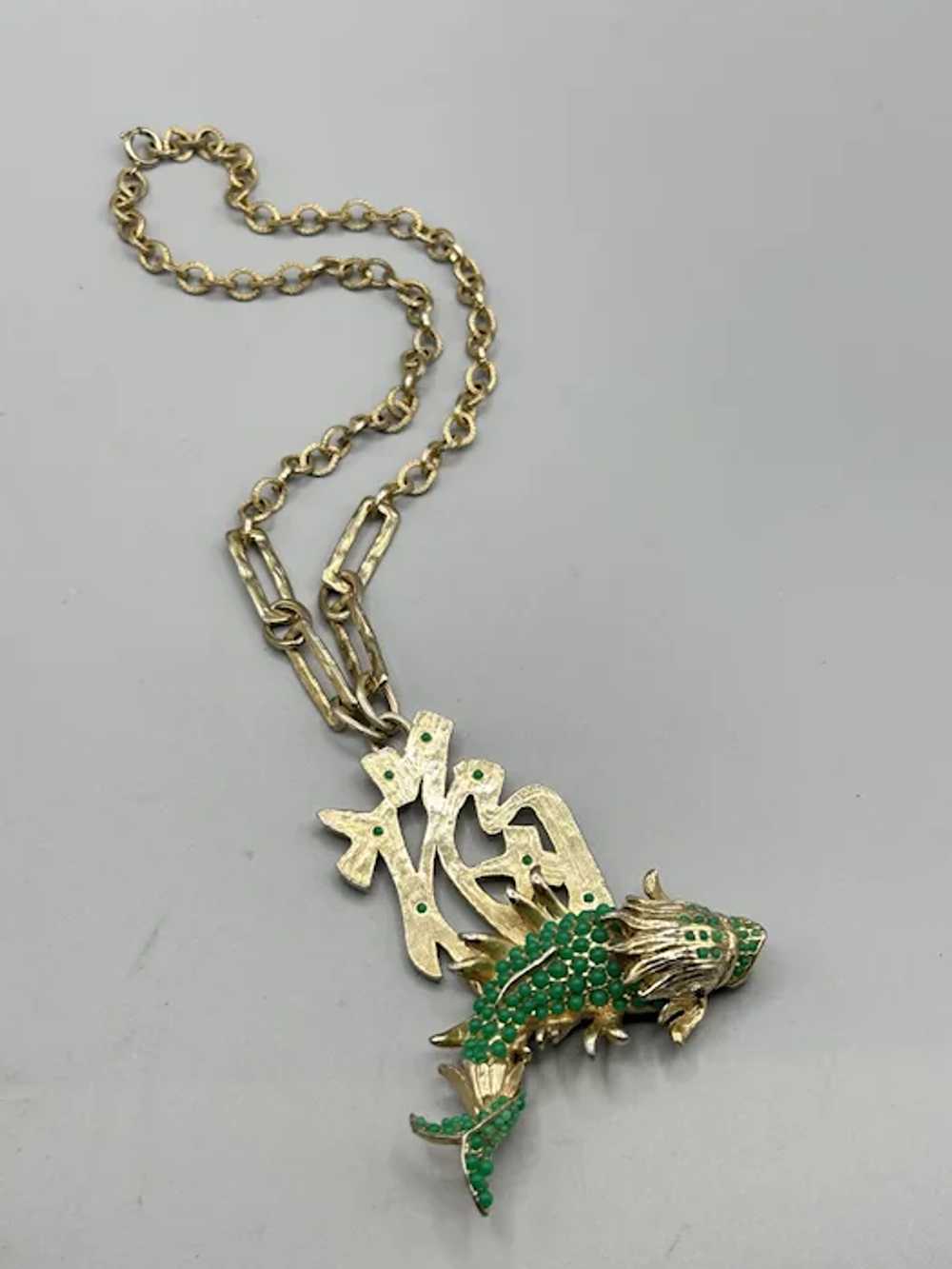 Rare La Royale Signed Koi Fish Necklace Oriental … - image 3