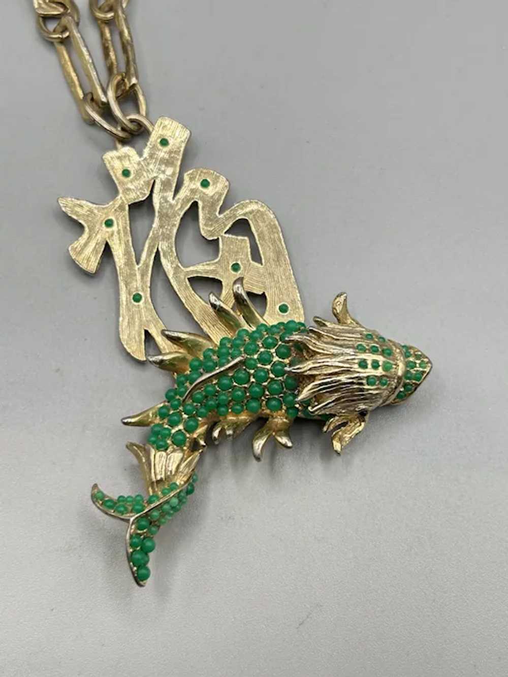 Rare La Royale Signed Koi Fish Necklace Oriental … - image 4