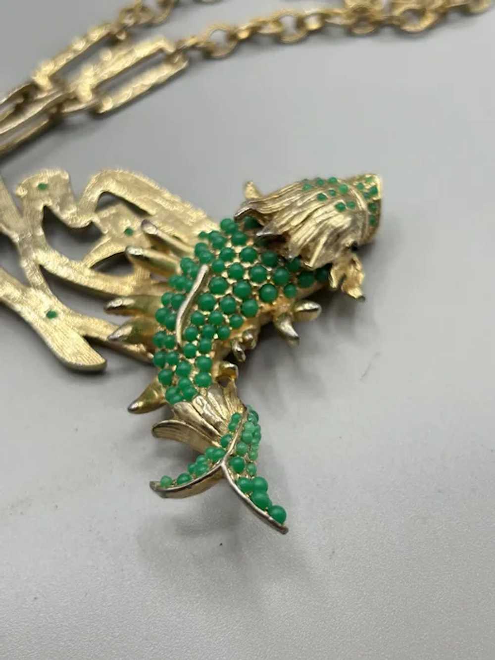 Rare La Royale Signed Koi Fish Necklace Oriental … - image 6