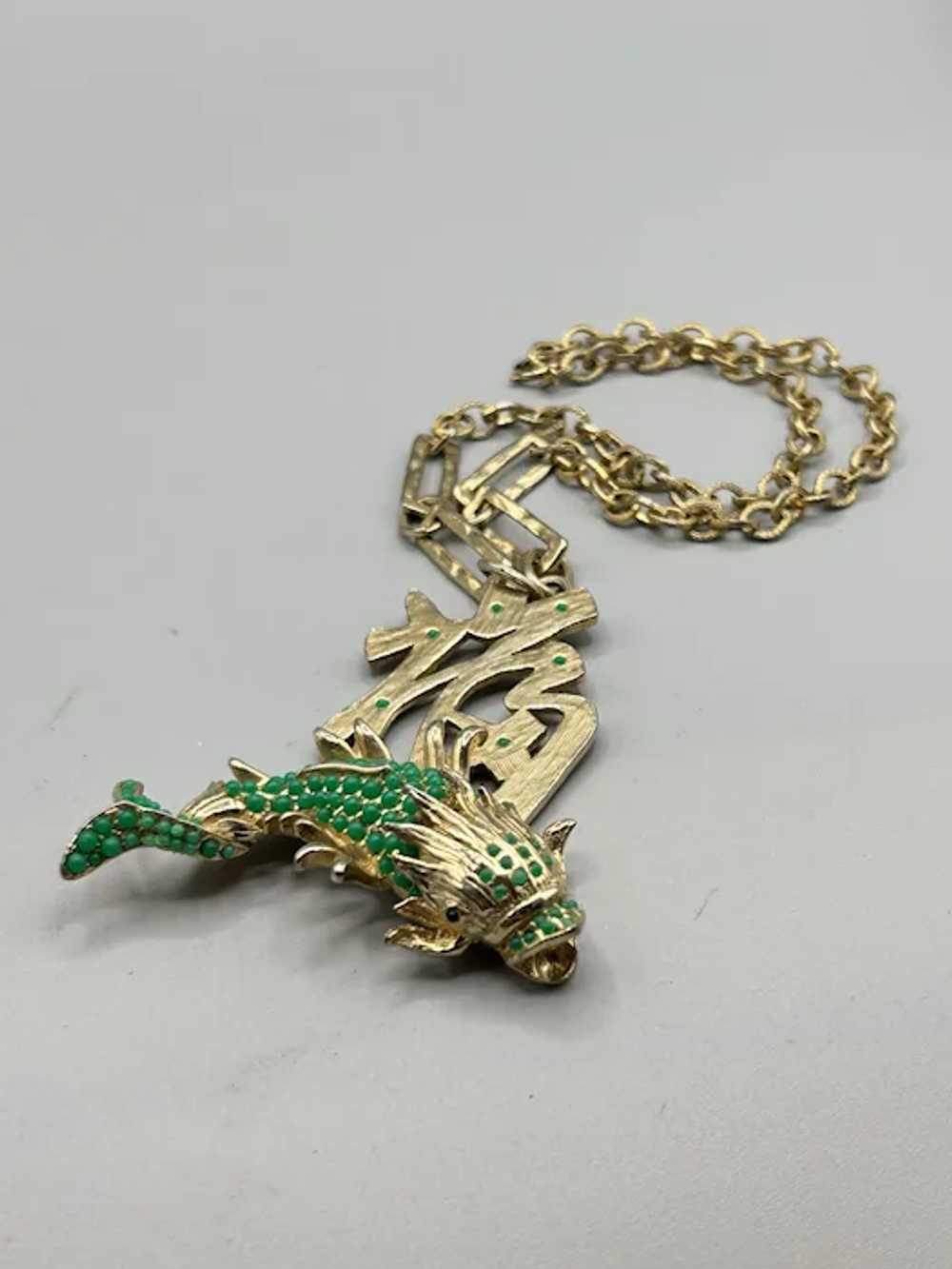 Rare La Royale Signed Koi Fish Necklace Oriental … - image 7