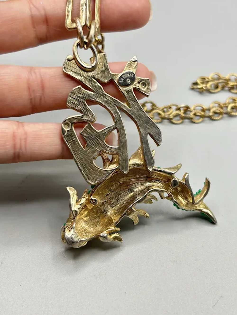 Rare La Royale Signed Koi Fish Necklace Oriental … - image 9