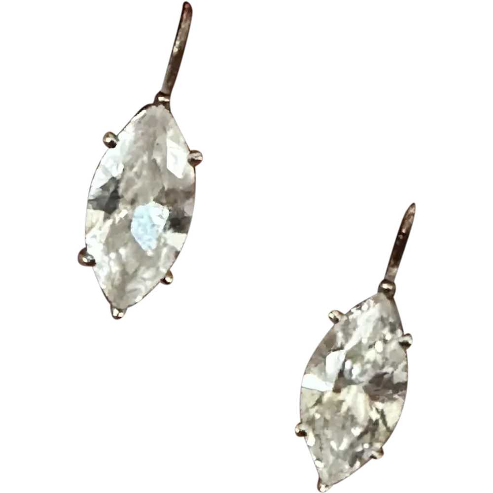 Marquis Silver Tone Faux Diamond Earrings - image 1