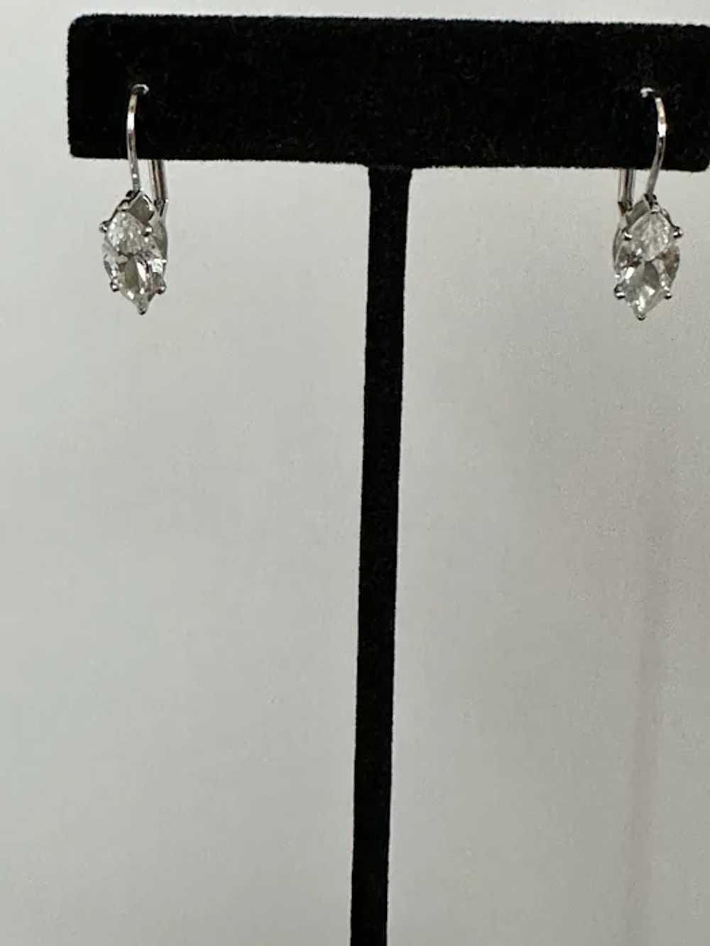 Marquis Silver Tone Faux Diamond Earrings - image 5