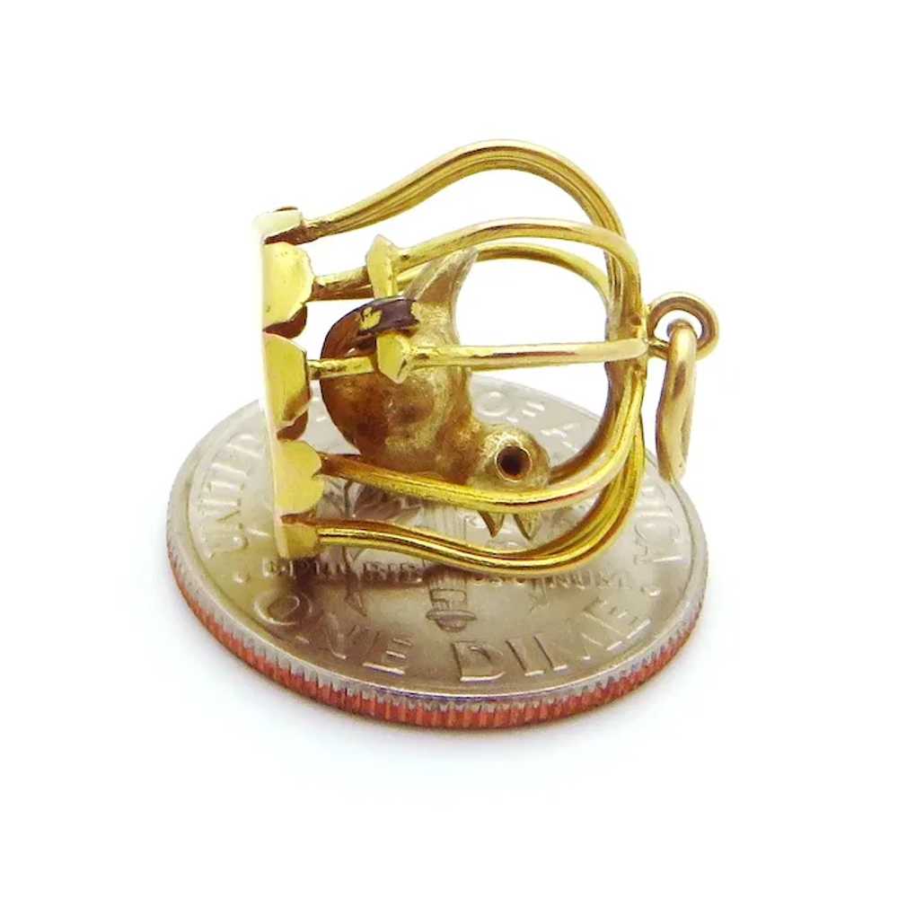 Vintage 14K Gold 3D Bird Singing in Birdcage Char… - image 10