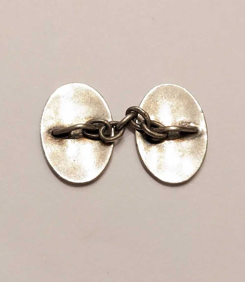 Antique Silver Black and White Cuff Links - image 3